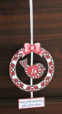 coloring christmas bird decoration from delightfulpaths.com