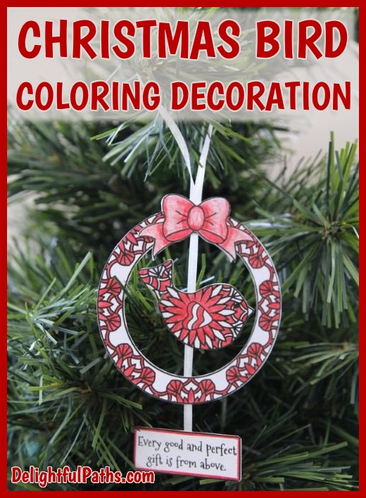 Adult Coloring Christmas Bird Decoration DelightfulPaths