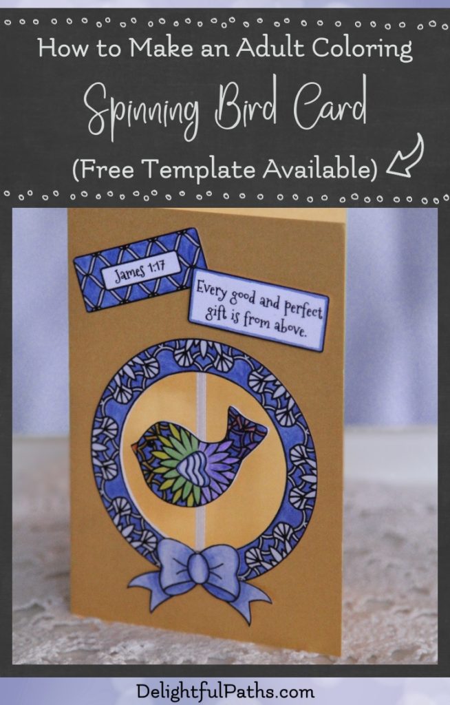 This tutorial will show you how to make a coloring spinning bird card with Bible verse in 5 easy steps. Click through to see the instructions and download the free template