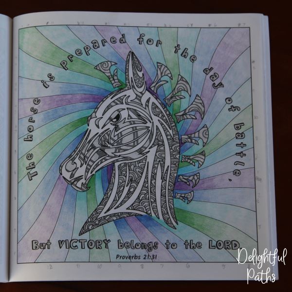 Proverbs adult coloring book from Delightful Paths Proverbs 21:31 NASB