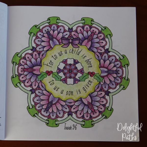 Christmas adult coloring book from Delightful Paths Isaiah 9-6 ESV