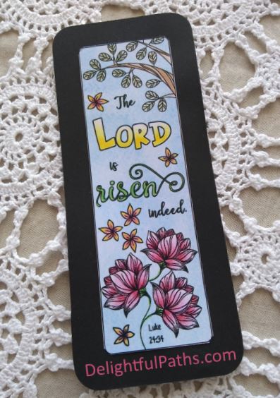 Easter coloring bookmark mounted on card DelightfulPaths
