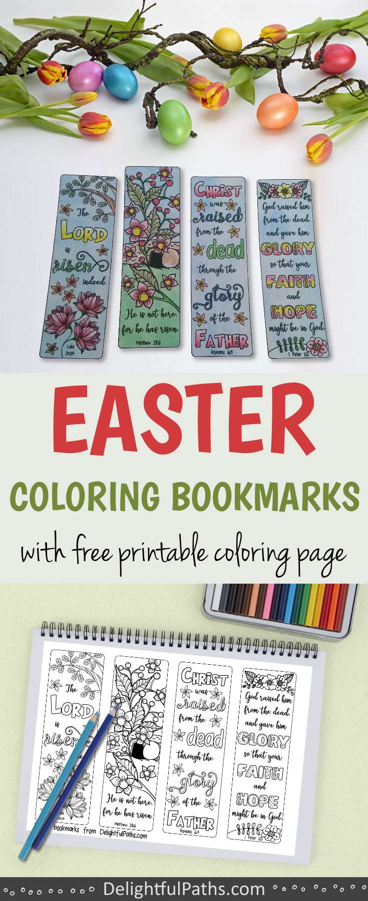 easter coloring bookmarks with free printable coloring page DelightfulPaths