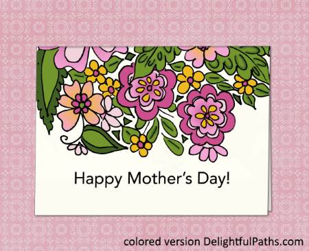 Mothers Day Printable Coloring Craft - card from SmilingColors DelightfulPaths