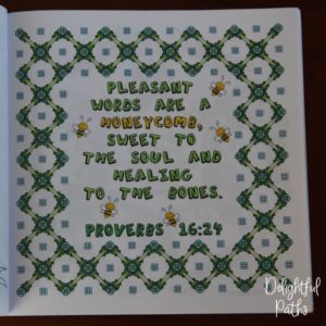 Proverbs adult coloring book from Delightful Paths Proverbs 16:24 NASB