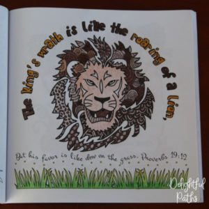 Proverbs adult coloring book from Delightful Paths Proverbs 19:12 NASB