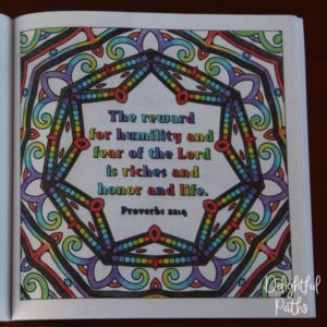 Proverbs adult coloring book from Delightful Paths Proverbs 22:4 ESV