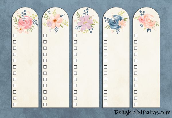 Free printable Bible color-coding watercolor bookmarks DIY categories DelightfulPaths