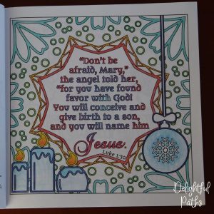 Christmas adult coloring book from Delightful Paths Luke 1-30 NLT