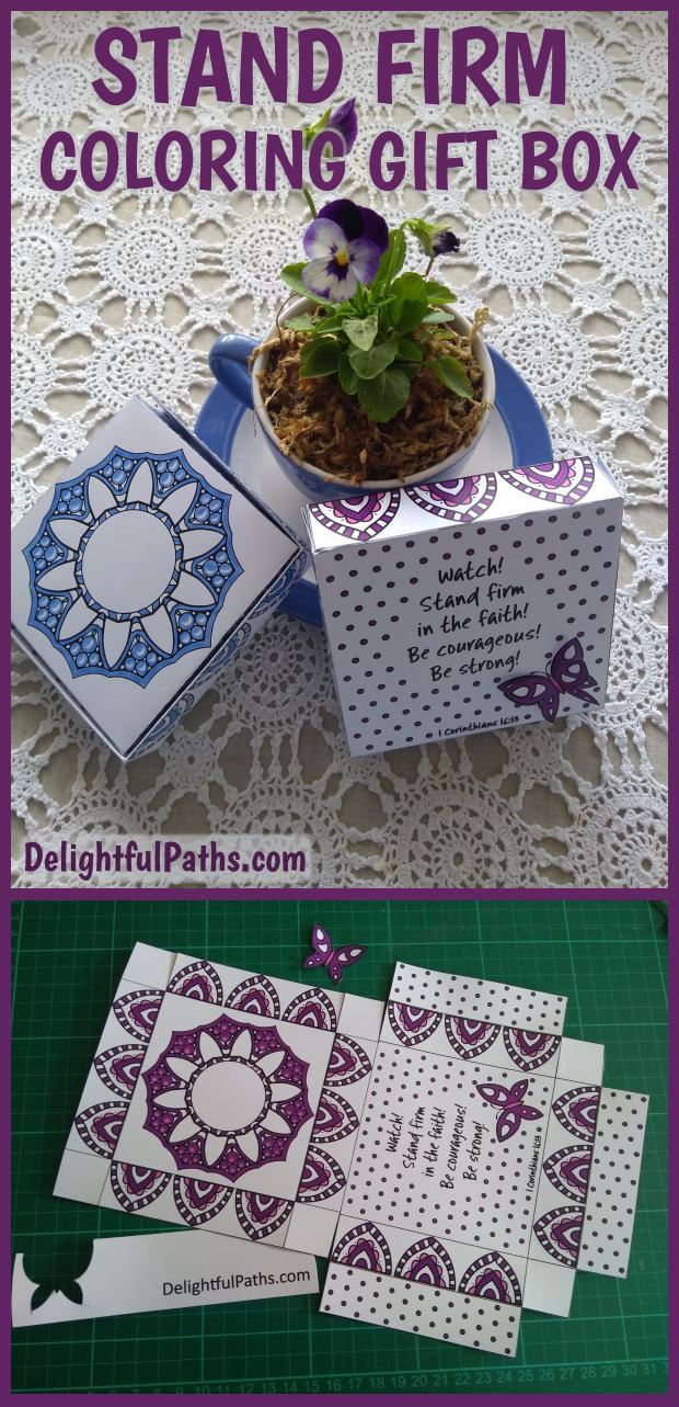 Stand Firm Coloring Craft Gift Box with free template - DelightfulPaths