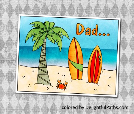 Fathers Day Printable Coloring Card from squishy cut design DelightfulPaths