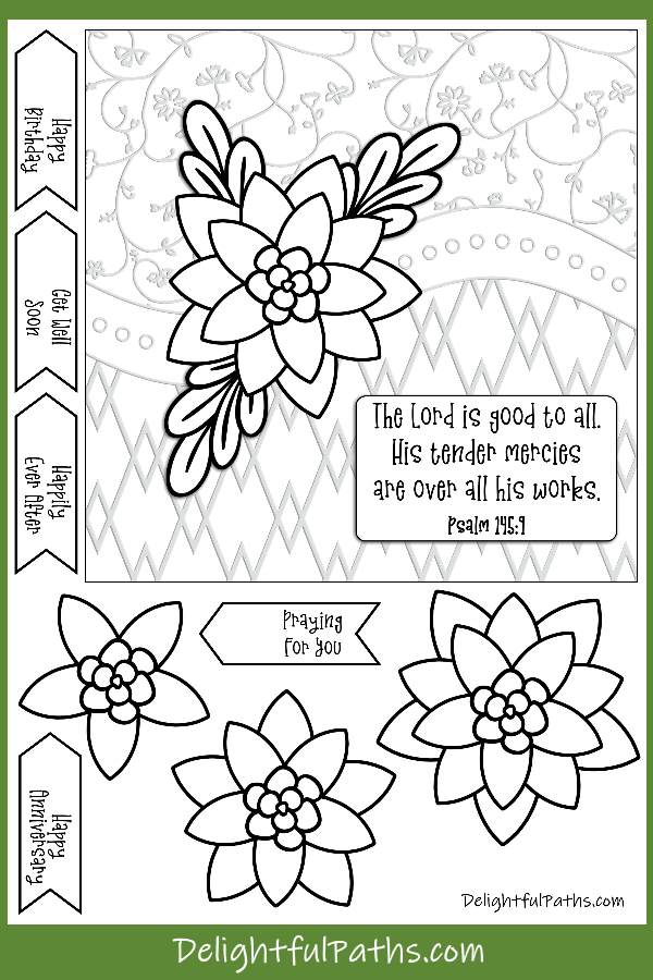 How to make an easy coloring handmade card with 3D flower from free printable. Click here for template and tutorial #coloringforadults #coloringpages #papercraft #printable #handmade