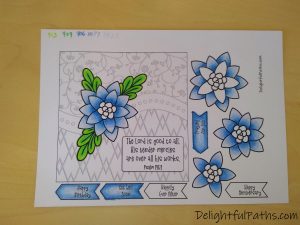 Psalm 145 Easy 3D Flower Card Coloring Page - Delightful Paths