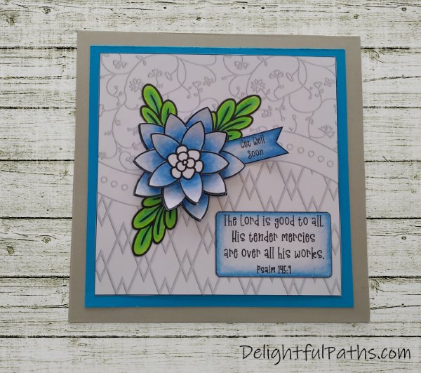 Psalm 145 easy 3D flower greeting card coloring page finished DelightfulPaths