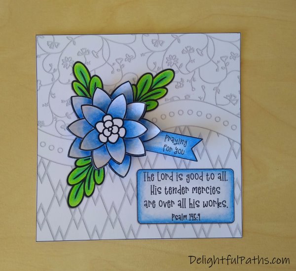 Psalm 145 easy 3D flower greeting card coloring page stick flower onto card backing DelightfulPaths