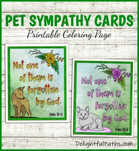Make handmade coloring pet sympathy cards from DelightfulPaths. Click here for free printable #coloringforadults #coloringpages #papercraft #printable