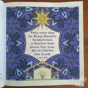 Christmas adult coloring book from Delightful Paths Luke 2-11