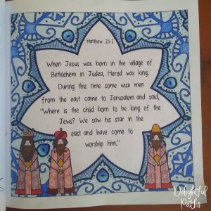 Christmas adult coloring book from Delightful Paths Matthew 2-1-2