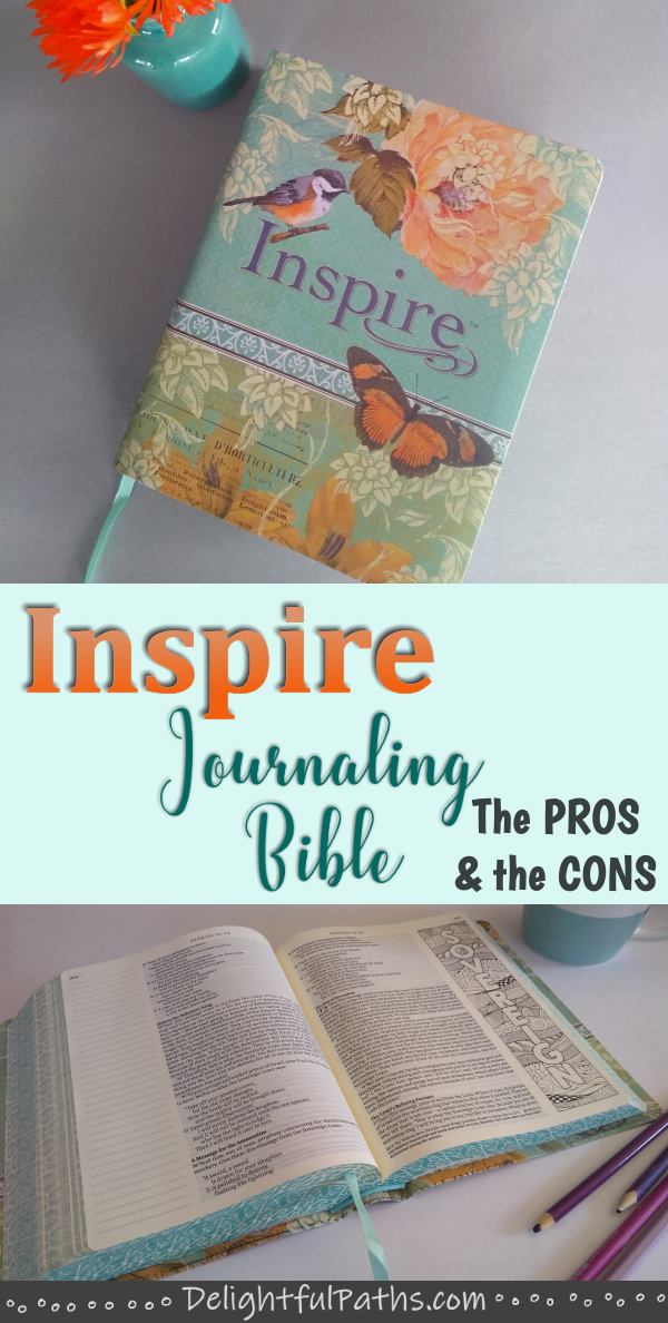 NLT inspire journaling Bible review pinterest DelightfulPaths #bible #biblejournaling #journalingbible #coloringbooks #wordart 