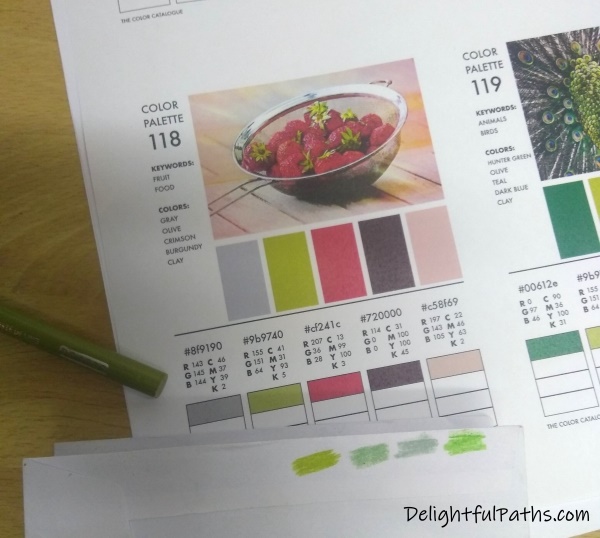 The Color Catalog testing colors for color palette DelightfulPaths