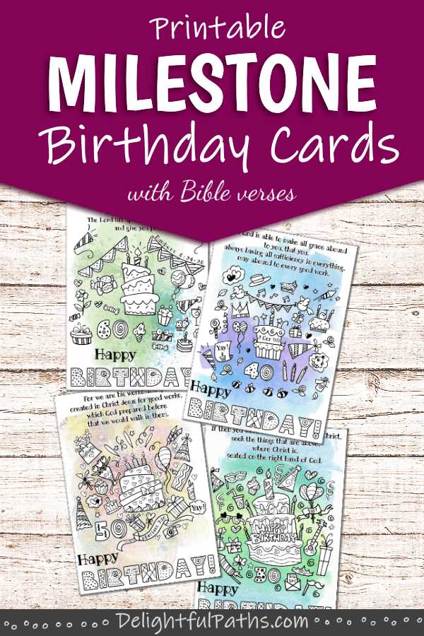 printable milestone age birthday cards 30 40 50 60 DelightfulPaths