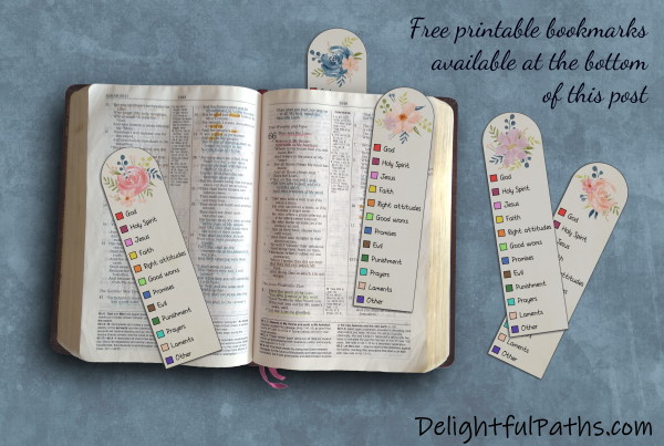 https://delightfulpaths.com/wp-content/uploads/2021/07/Bible color coding watercolor bookmarks complete DelightfulPaths